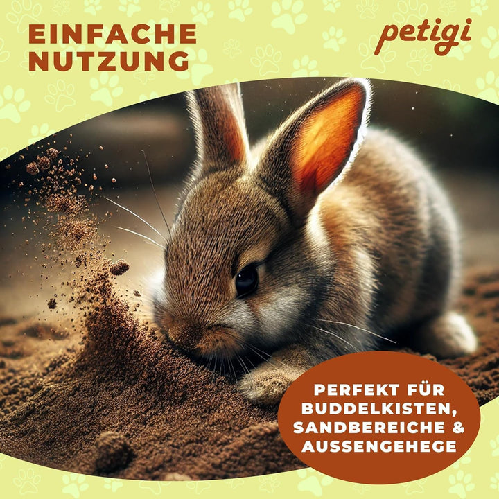 Petigi Buddelsand 25 kg, Kaninchen, Hasen, Chinchilla, für Buddelkisten | lehmfrei, für sensible Pfo