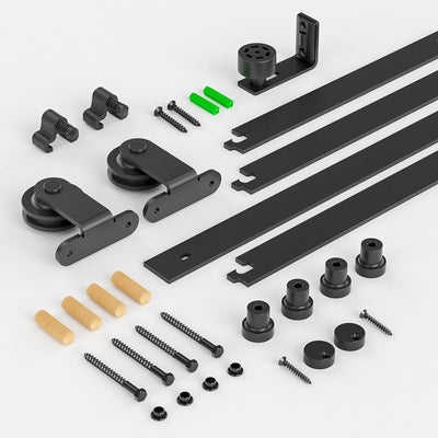 CCJH 1.8m/6ft Schiebetürbeschläge Schiebetüren Schiebetürsystem Komplettset Laufschiene Rollen Set S