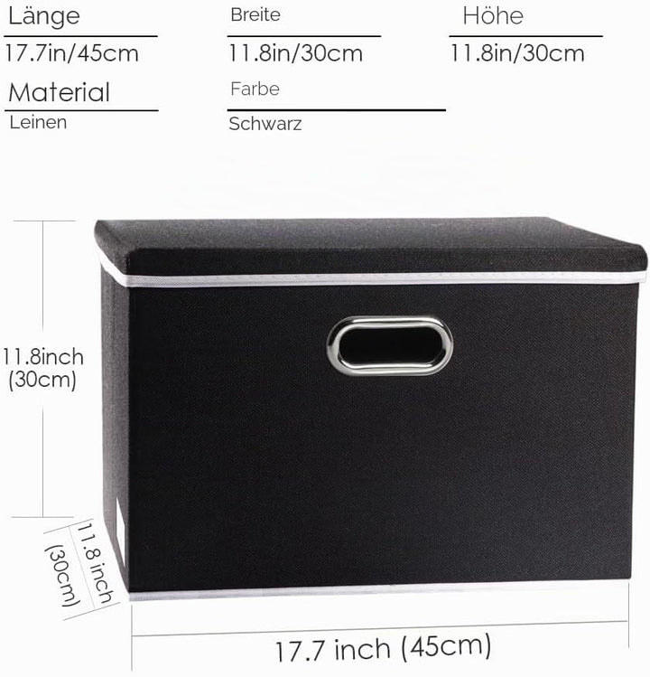 PRANDOM Grosse faltbare Aufbewahrungsboxen mit Deckel [3er-Pack] Stoff faltbare Aufbewahrungskörbe O