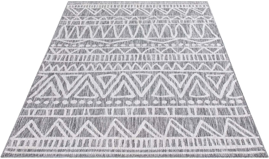 carpet city Outdoor-Teppich Wetterfest Balkon Terrassen - Grau in 160x230 cm - Deko Teppiche Aussen