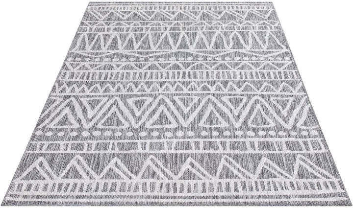 carpet city Outdoor-Teppich Wetterfest Balkon Terrassen - Grau in 160x230 cm - Deko Teppiche Aussen