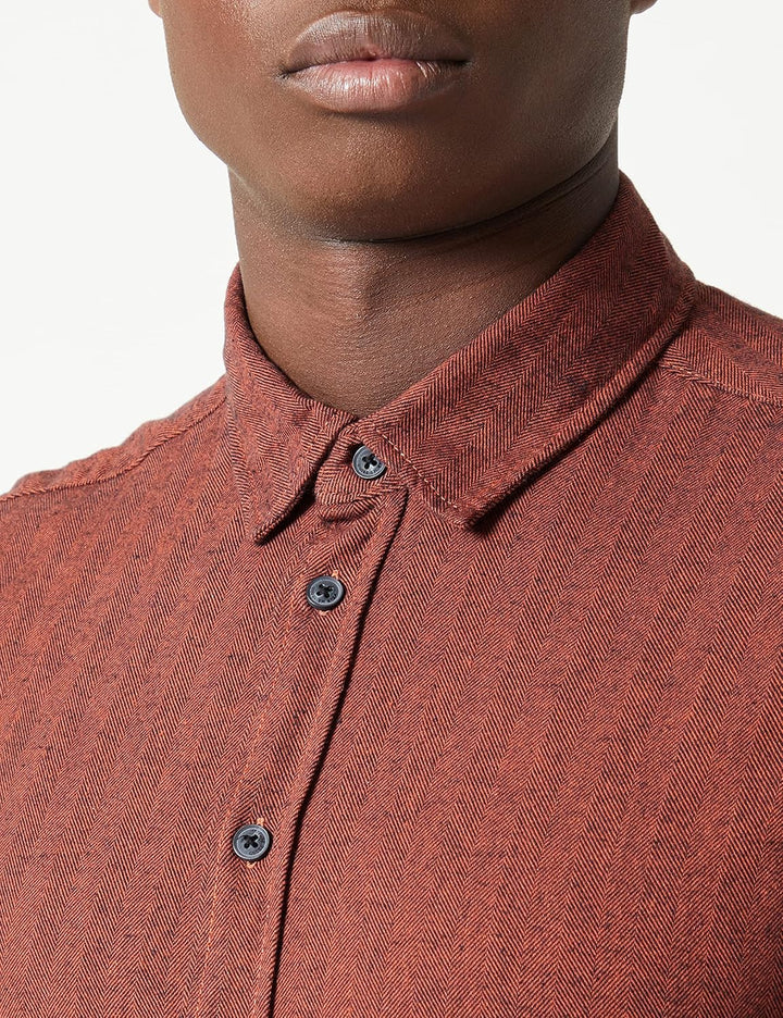 Blend Herren Woven Shirt L/S Hemd, 181350/Burnt Brick