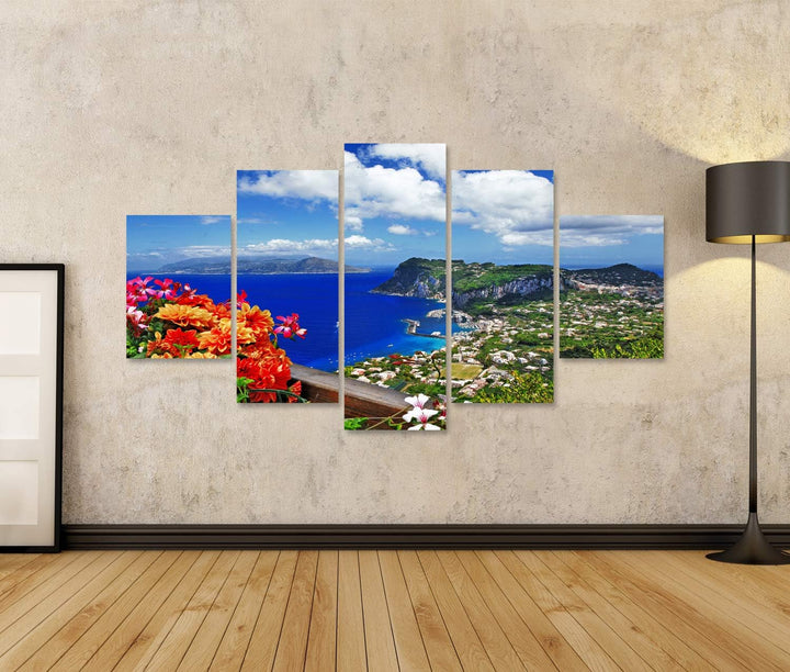 Bild Bilder auf Leinwand malerische Insel Capri Italien Wandbild Poster Leinwandbild RDJ 170x80cm -