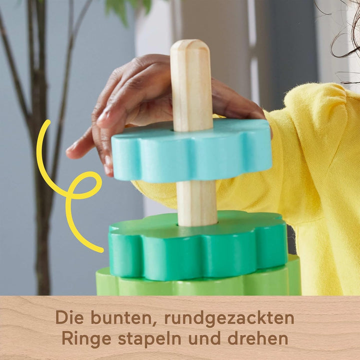 Fisher-Price Ring-Stapelspielzeug aus Holz für Kleinkinder, 10 Holzteile für Stapelspielspass für Ki