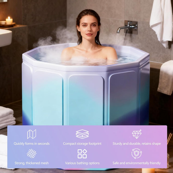 Faltbare Badewanne, 80x70cm(BxH) Tragbare Mobile Badewanne für Heiss- und Kaltbäder für kleine Badez