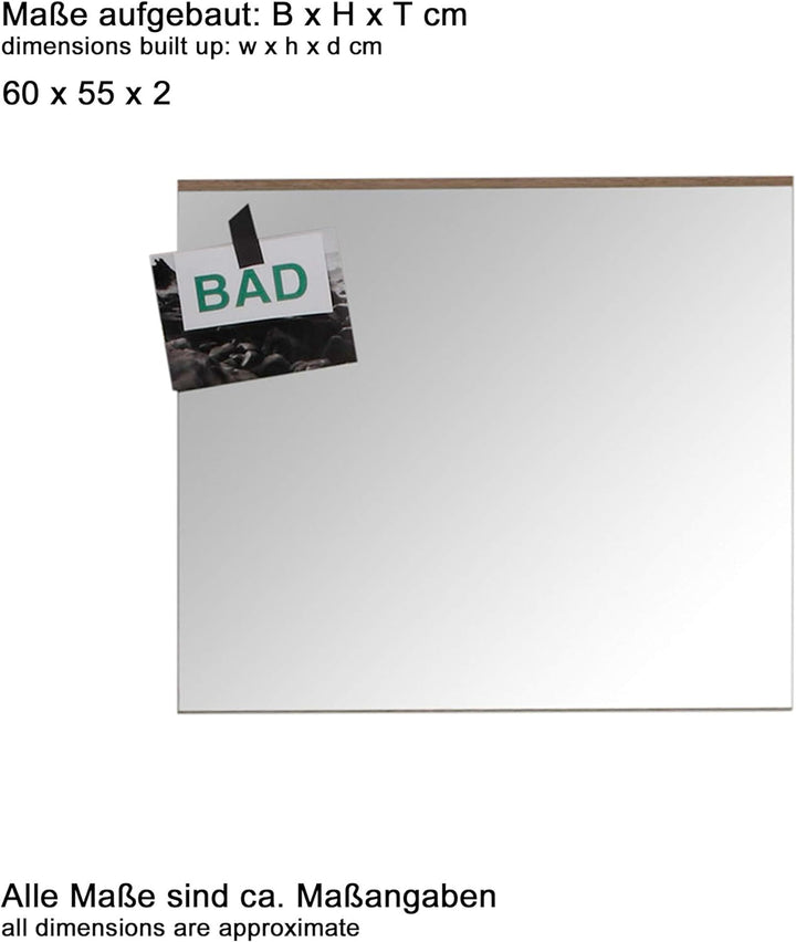 trendteam smart living - Wandspiegel Spiegel - Badezimmer - Set One - Aufbaumass (BxHxT) 60 x 55 x 2