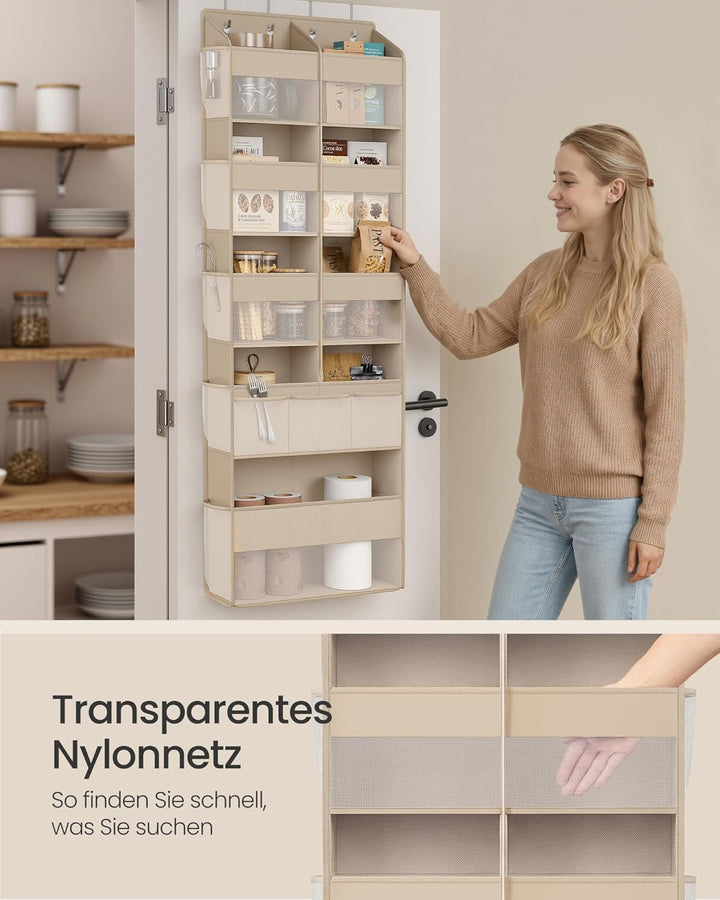 SONGMICS Tür-Organizer, 9 Fächer, Hängeregal, Hängeorganizer faltbar, Hängeaufbewahrung, 4 Metallhak