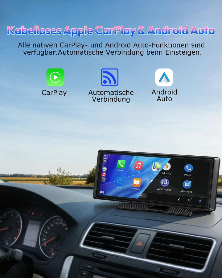 ESSGOO Carplay Android Auto Display mit Rückfahrkamera,8 Zoll Carplay Bildschirm für Apple/Android A