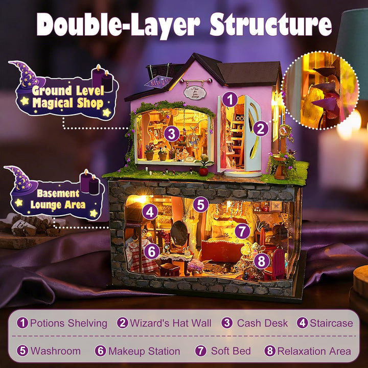 Cuteefun DIY Miniatur Puppenhaus Kit zum BAU Miniatur Haus mit Staubschutzhaube und Werkzeugen Selbe