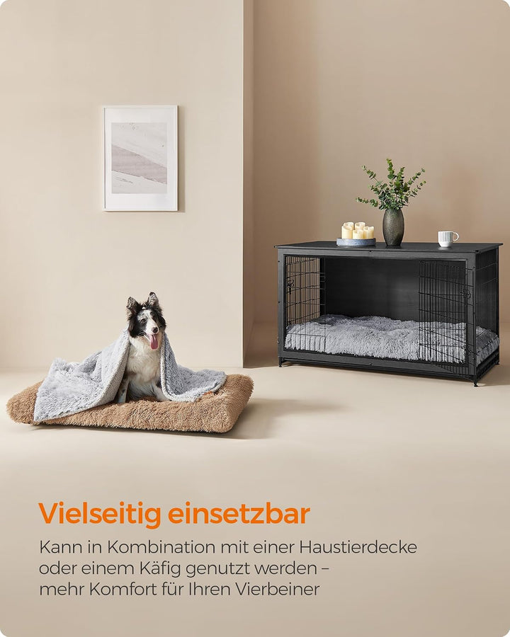 Feandrea Hundebett, Hundekissen, Flauschige Hundematte, Langer Plüsch, 65 x 45 cm, weiche Polsterung