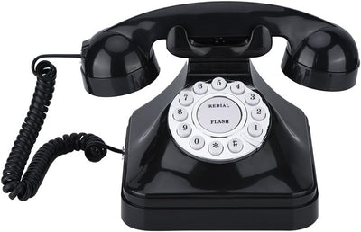 WX-3011 Retro Festnetztelefon, Vintage Schwarz Multifunktionsplastik Heimtelefon Desktop-Telefon Kab