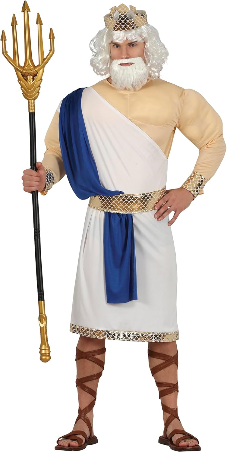 Fiestas Guirca Griechischer Gott Kostüm Herren - Neptun, Poseidon Kostüm -Grösse L 52 – 54 - Griechi