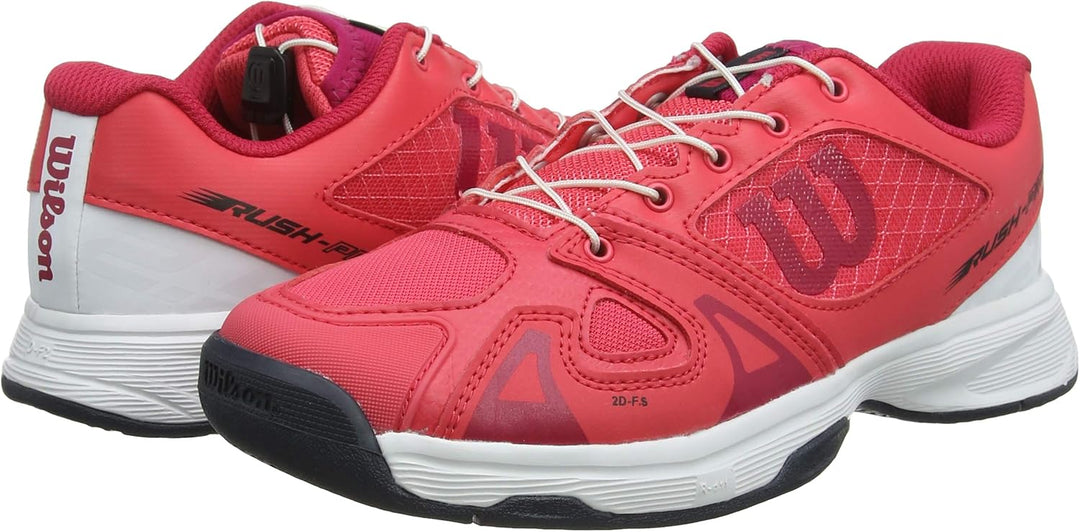 Wilson Unisex-Child Rush Pro Jr Ql Carpet Tennis Shoe 36 EU Pink Weiss Rot, 36 EU Pink Weiß Rot