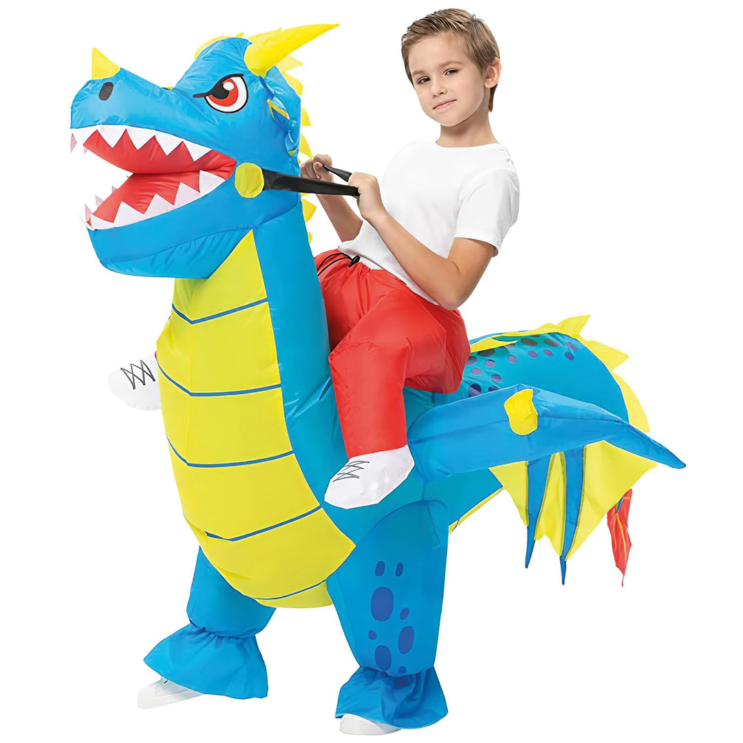 AirSuit® Aufblasbares Drachenkostüm für Kinder | Grösse 120 bis 150cm | Aus sehr strapazierfähigem P