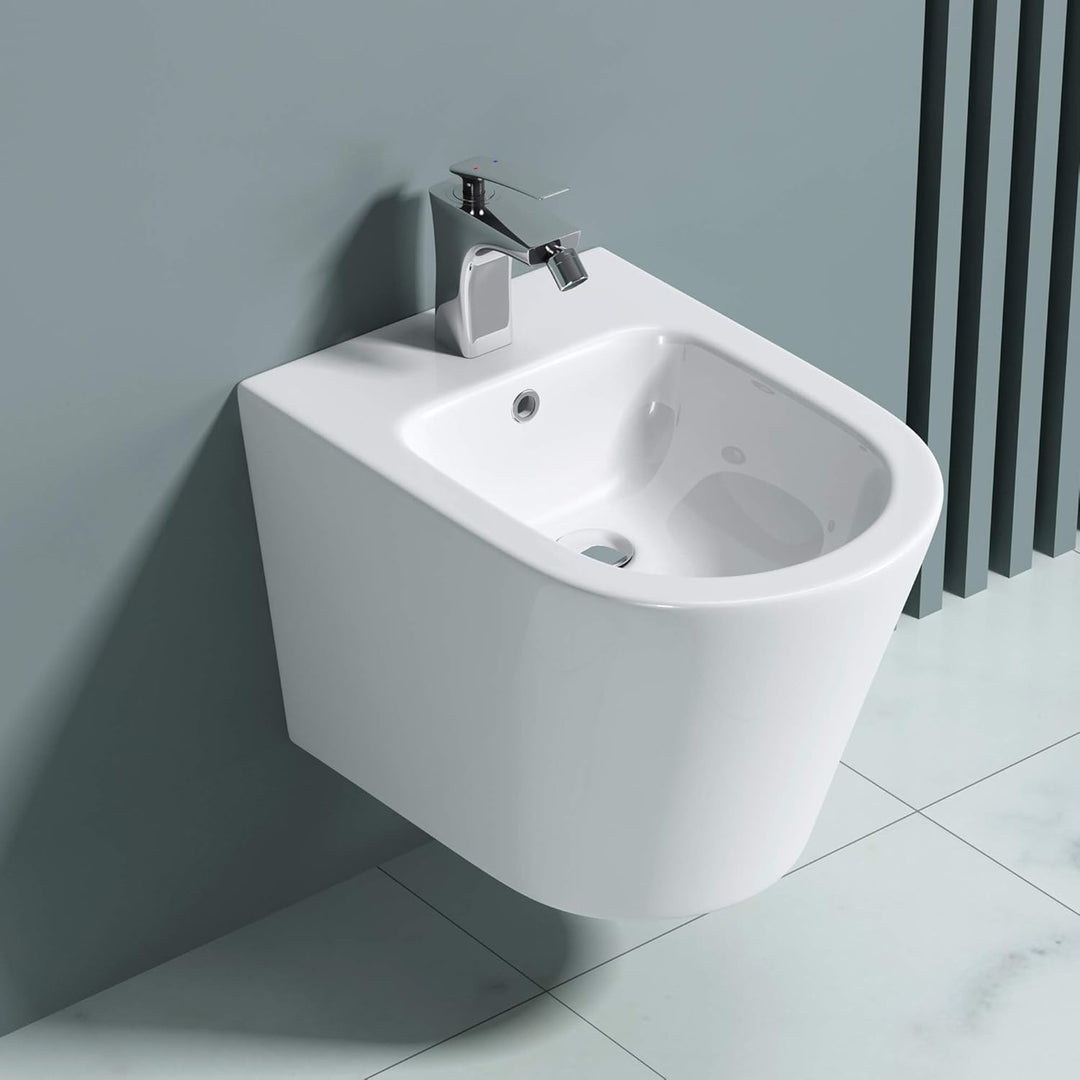 doporro WC-Bidet Düren108 Weiss 51,5x36x34,5cm aus Keramik Wand-Bidet mit Überlauf Weiss | Düren108,