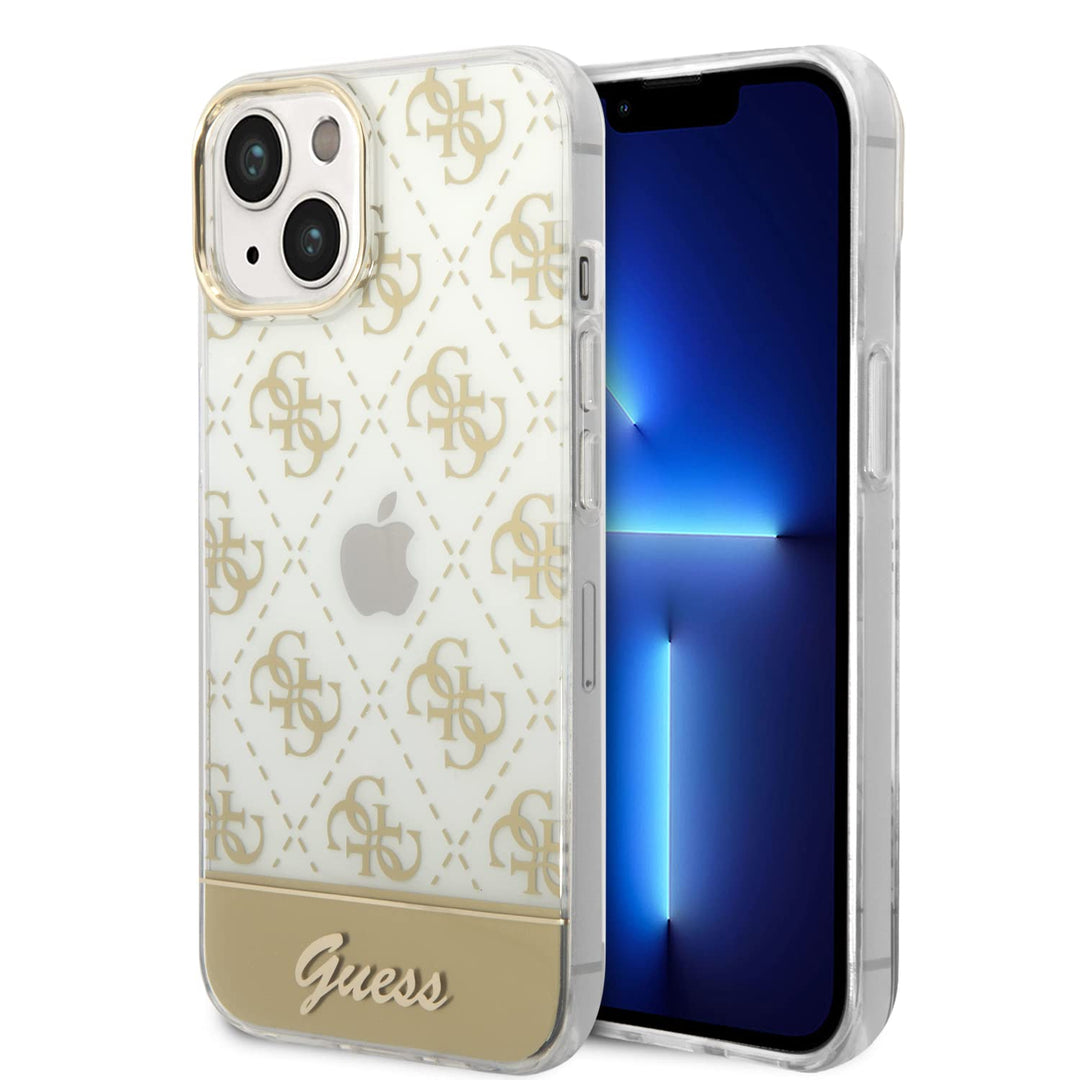 Guess GUHCP14MHG4MHG hülle für iPhone 14 Plus 6,7" Gold/Gold hardcase 4G Pattern Script