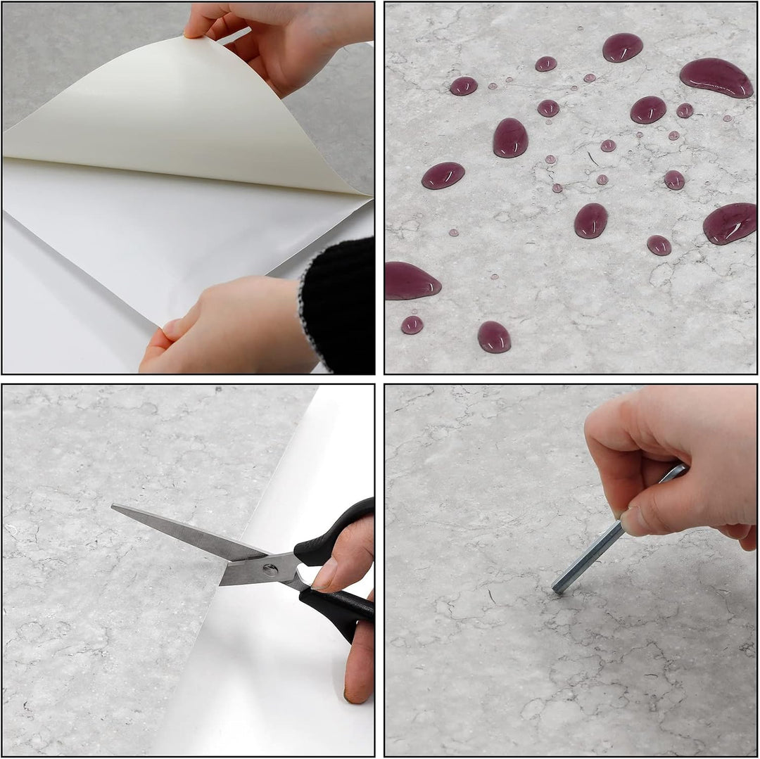 Homease PVC Bodenbelag Selbstklebende Marmoreffekt Vinylboden, Rutschfeste Wasserdichte Schneidbar F