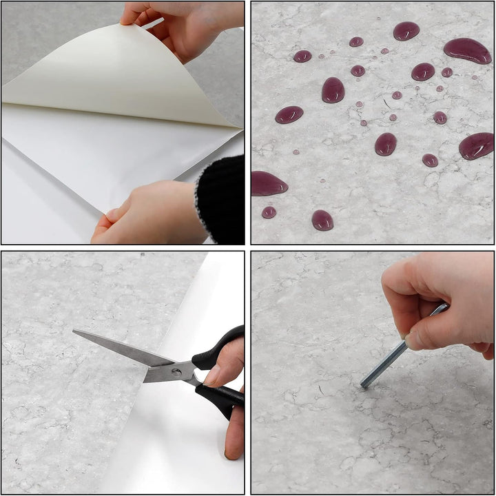 Homease PVC Bodenbelag Selbstklebende Marmoreffekt Vinylboden, Rutschfeste Wasserdichte Schneidbar F