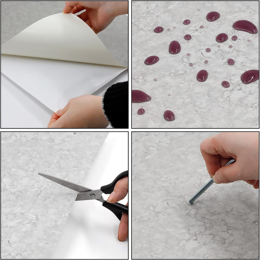 Homease PVC Bodenbelag Selbstklebende Marmoreffekt Vinylboden, Rutschfeste Wasserdichte Schneidbar F