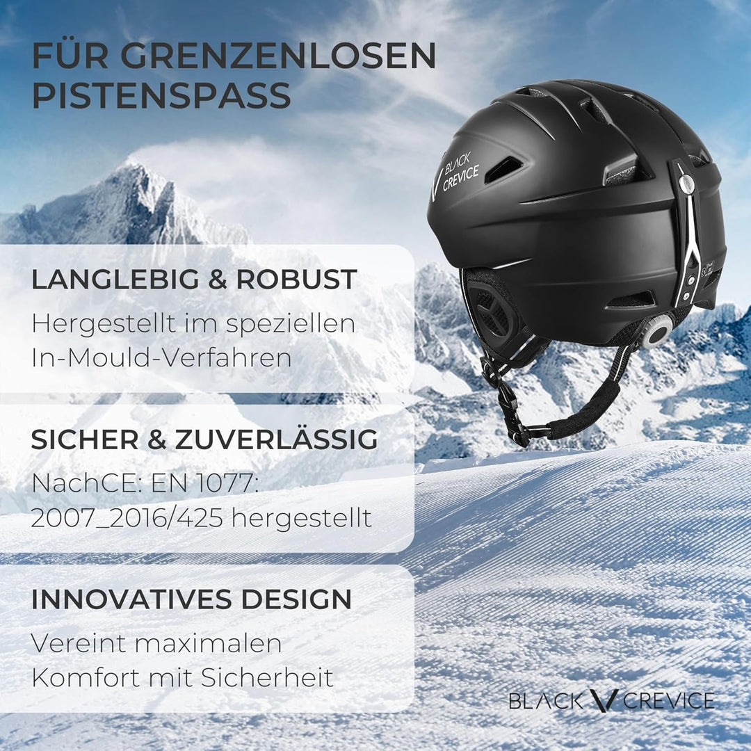 BLACK CREVICE Kinder-Skihelm Streif I Kinder Ski-Helm in sportlichem Design I stossfester Skihelm fü