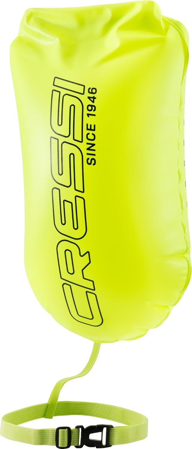 Cressi Glide Swim Buoy - 28 l, Fluo - Hohe Sichtbarkeit &amp; Aufblasbare Signalboje - Trockenes Innenfa