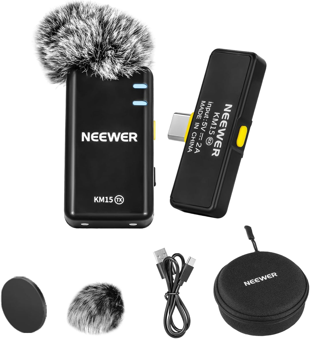 NEEWER Kabelloses Mikrofonsystem für USB C, Ansteck Lavalier Mikrofon mit Geräuschunterdrückung für