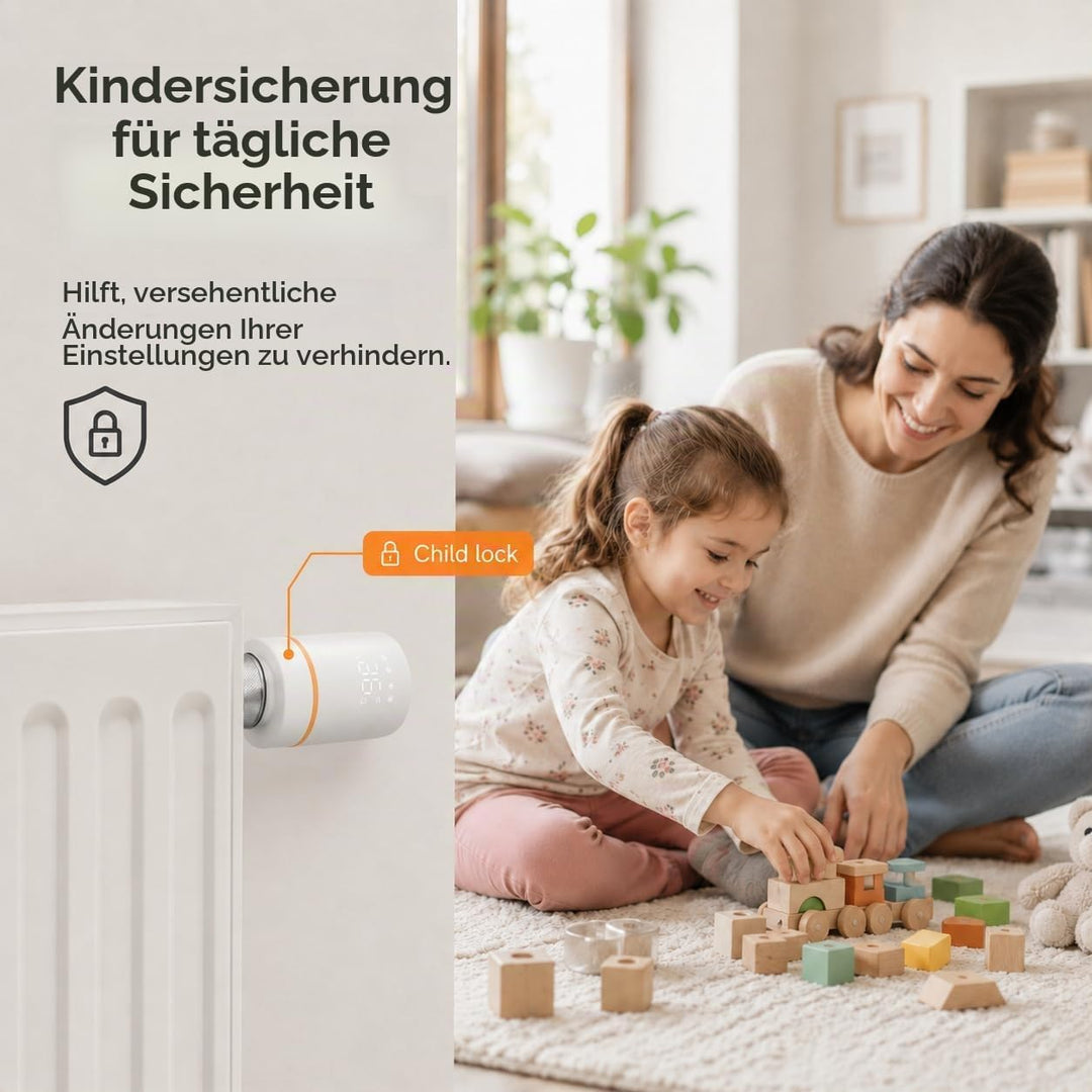 Yasorn WiFi-Heizkörperthermostat Smart-Heizungsventil, Heizungsthermostat mit APP-Fernbedienung, kom
