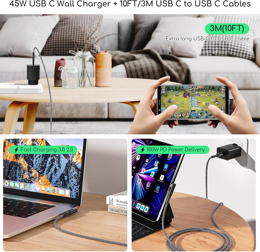 45W Samsung Ladegerät mit 3M USB C Kabel, USB C Netzteil Schnellladegerät USB C Ladegerät,für Samsun
