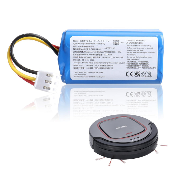 12,8V 2000mAh Ersatzakku, kompatibel mit Severin Chill RB7025 RB-7025, wiederaufladbarer LiFePO4-Akk