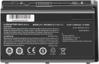 Exmate W370BAT-8 Laptop Akku für Clevo W350et W350etq W355ss W370et W370ss Sager Np6350 Np6370 Schen