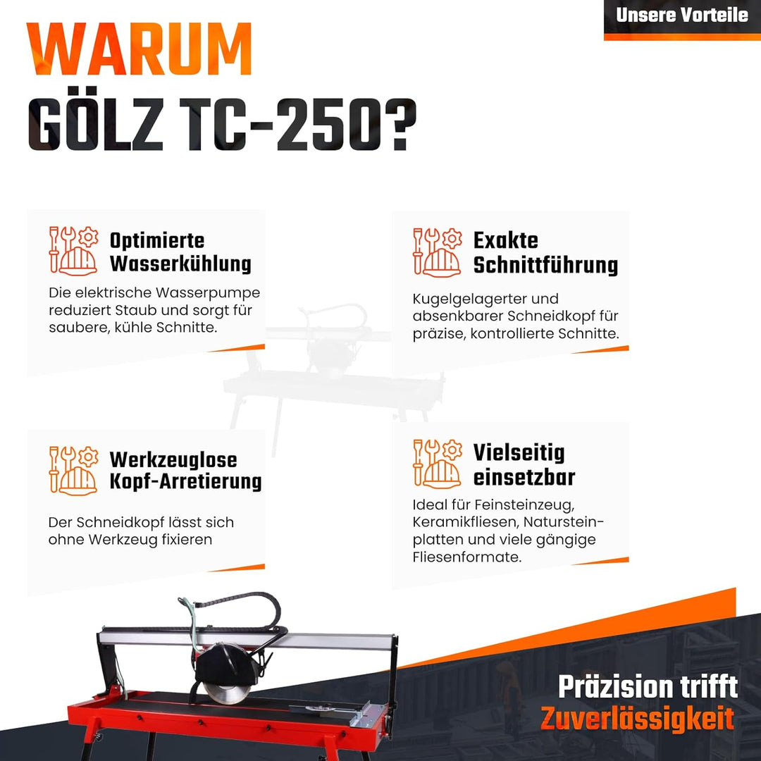 GÖLZ TC-250 - Brückenkopf - Fliesenschneidmaschine für die professionelle Anwendung!