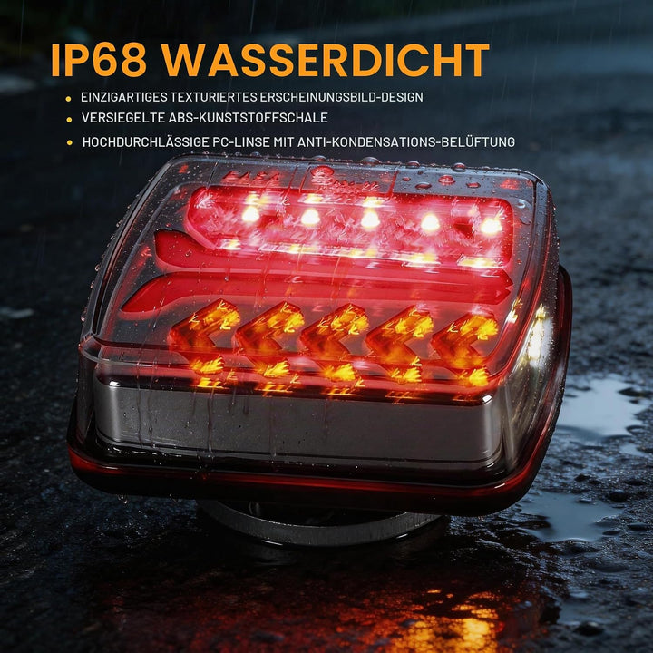 Kabellose LED Rücklichter Anhänger Set, 12V Dynamische Anhänger Rücklichten, Rücklicht Auto Wohnwage