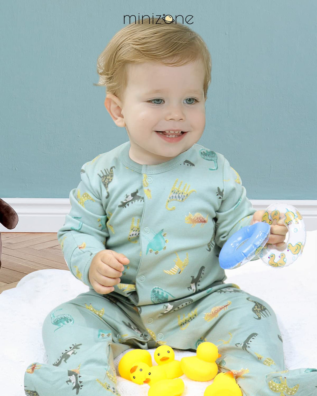 Minizone Baby Schlafanzug Pack of 3, Strampler Langarm Pyjamas Schlafstrampler 6-9 Monate 6-9 Monate