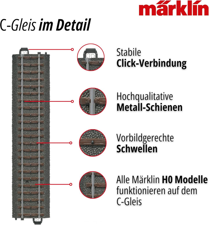 Märklin Start up 20099 - Modelleisenbahn C- Gleis-Set gerade - Inhalt: 4 Gleise x 94,2 mm, 2 Gleise