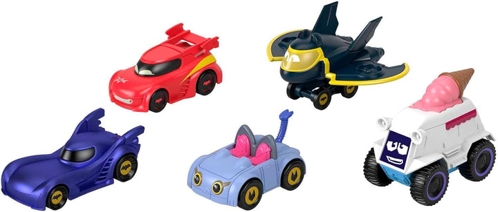 Fisher-Price Bathwheels Fahrzeug Multipack - Batmobil, Redbird, Kitty, Snowy und Batwing im Die-Cast