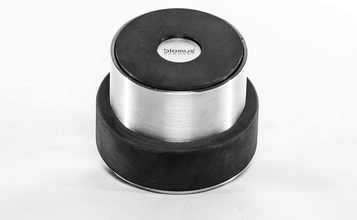Blomus -STOP- Robuster Türstopper aus mattem Edelstahl, 2kg, mit Kratzschutz und Schutzrand aus Gumm