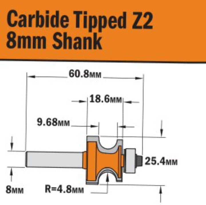 Cmt orange Tools 961,048,11-fraise zu abgerundeter rodam. HM S R 4,75 25,4 8 D