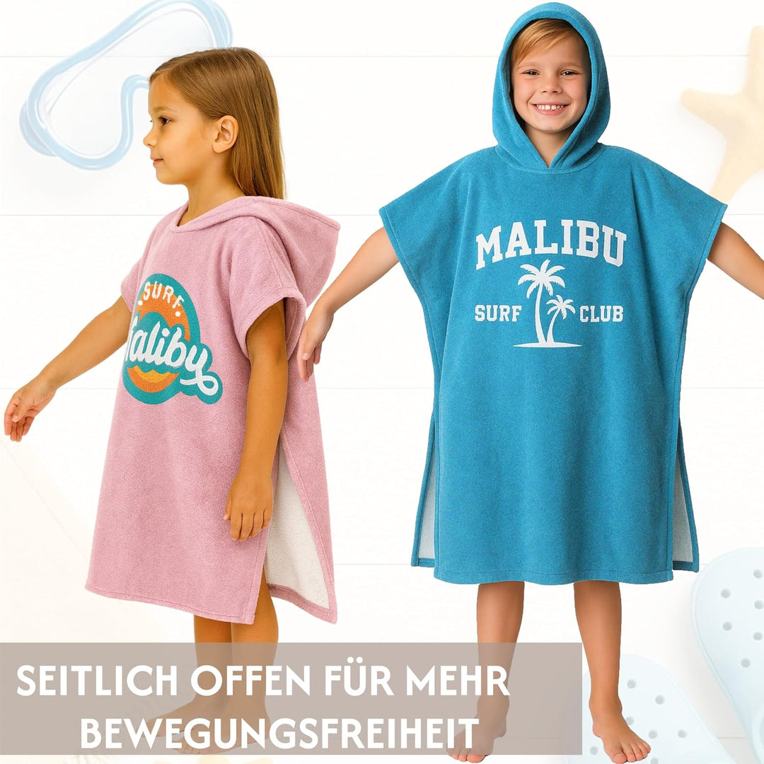 Badeponcho Kinder Poncho Handtuch - Mädchen Jungen Surf Frottee Bademantel Badetuch Baumwolle Strand