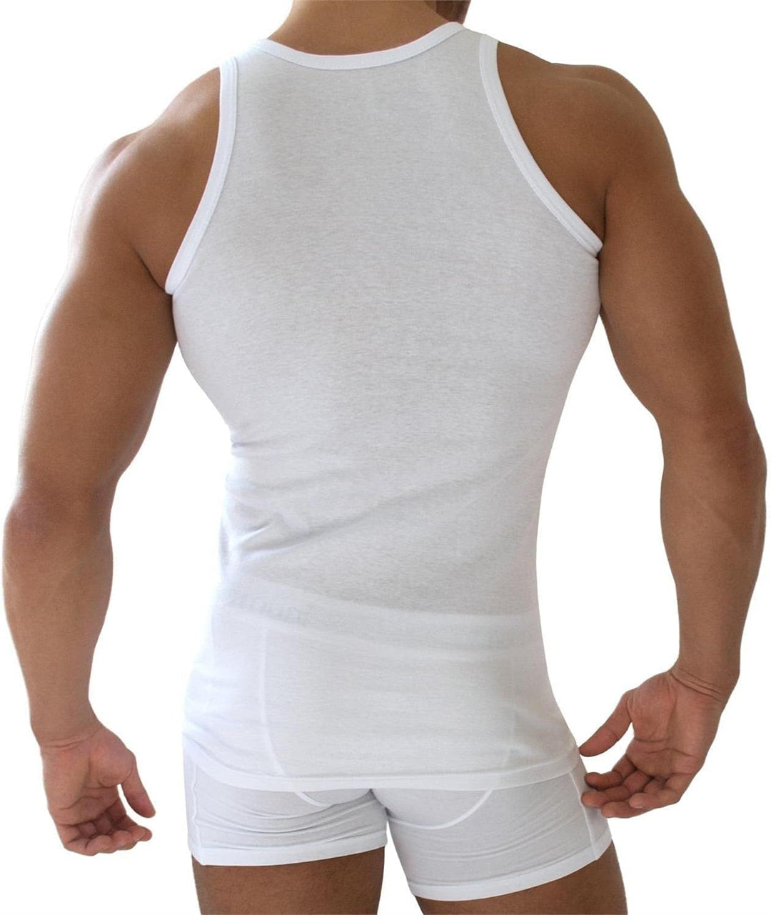 10 x Tank Top Weiss - Herren Unterhemd Feinripp (glatt) - Sportjacke - 100% gekämmte Baumwolle einla