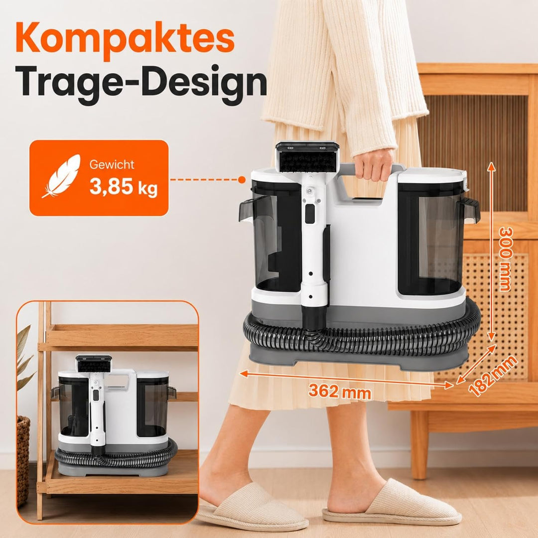 Polsterreiniger Gerät Nasssauger Waschsauger, 450W Waschsauger Teppichreiniger, 12Kpa Polsterreinige
