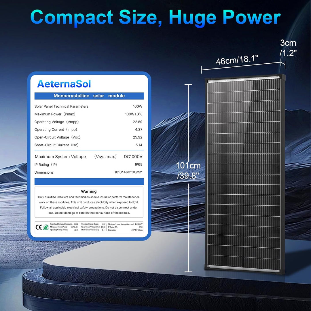 200 Watt (2x100W) Solarpanel Bifazial 18BB 12V TopCon N-Typ A+ monokristalline Zelle, 25% hohe Effiz