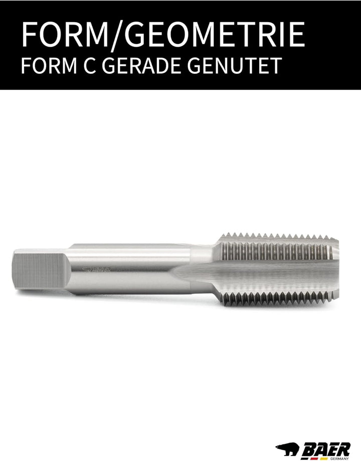 BAER HSSG Einschnittgewindebohrer Form C - NPT 3/8 x 18 | Gewindeschneider NPT | Gewindebohrer NPT 3