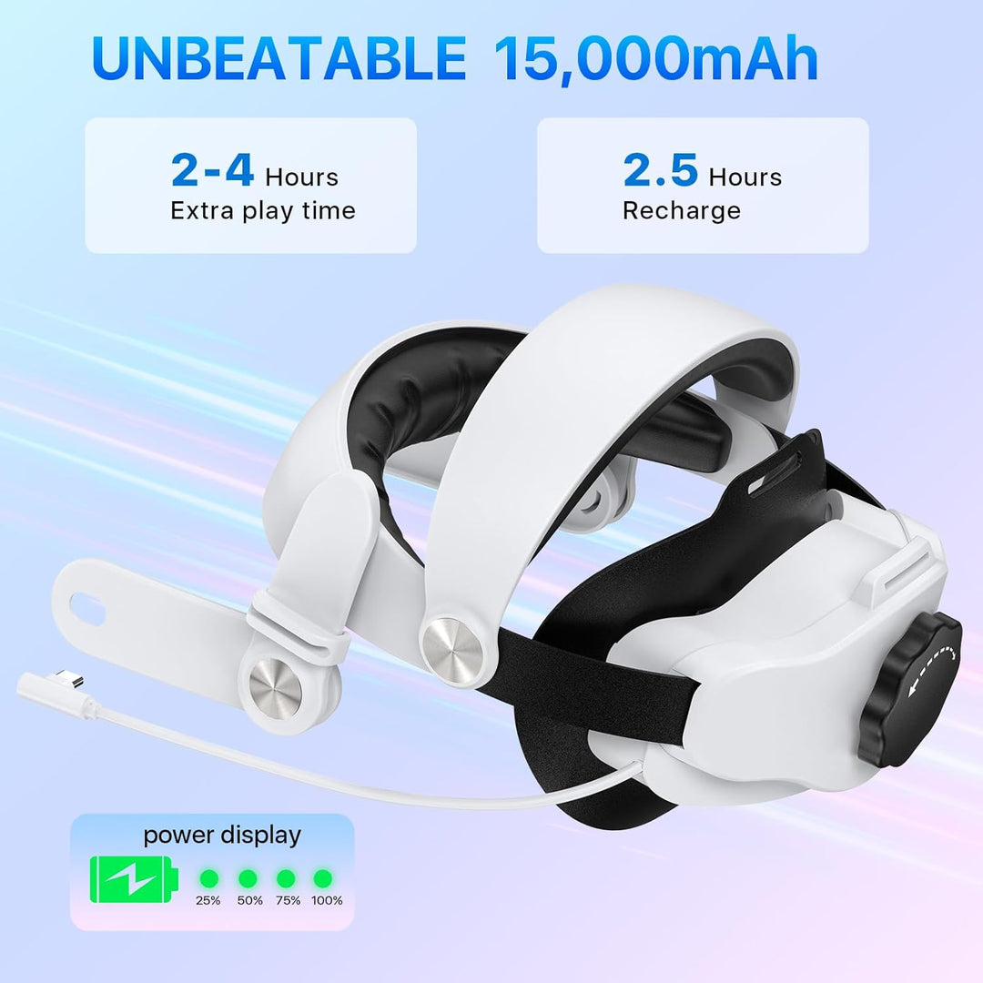 Adicop Elite Strap kompatibel mit Meta/Quest 3, Built-in 15000mAh Akku für Verlängerte Spielzeit von