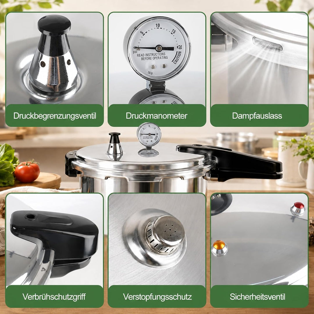 23 Liter Dampfkochtopf, Metallboden Schnellkochtopf