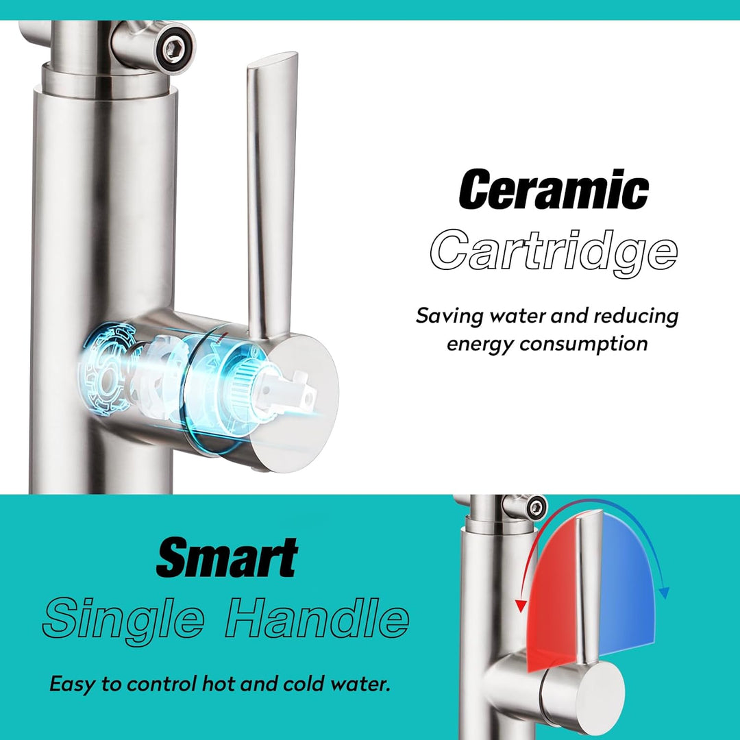 CREA Küchenarmatur mit 4 Wasserstrahlen abnehmbar, Einhebelmischer Armatur Wasserhahn für Küche Spül