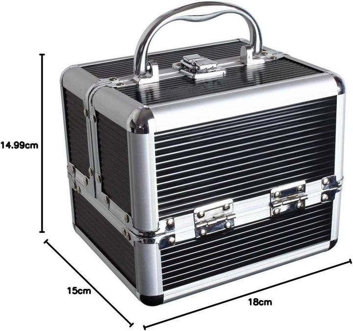 iGadgitz Home Mini Klein Aluminium Kosmetikkoffer, Schminkkoffer, Beautycase, Makeupbox - 4X ausklap