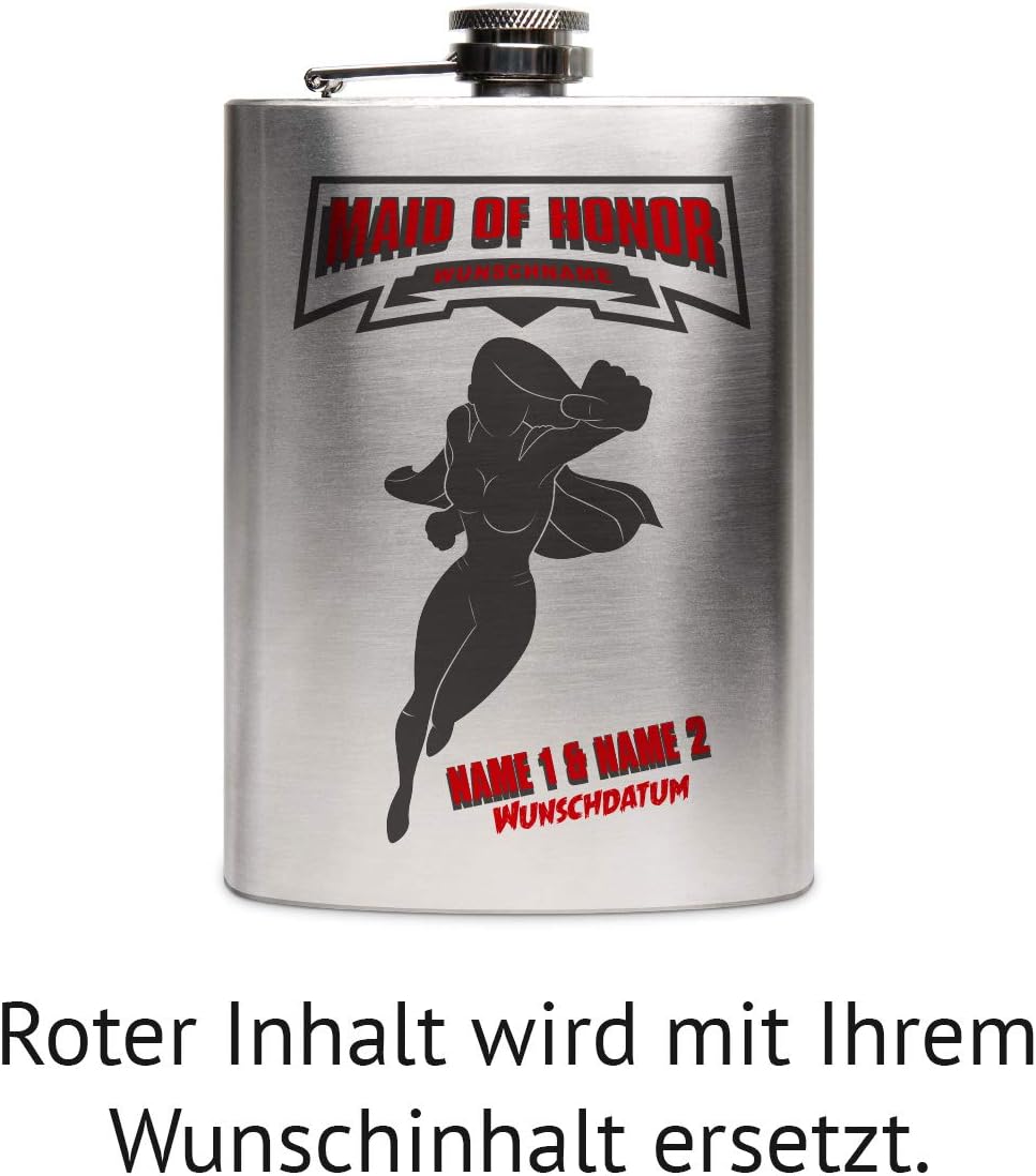 Flachmann Edelstahl 237 ml 8 oz individuelle Gravur Geschenk - Maid of Honor, Maid Of Honor
