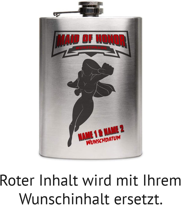 Flachmann Edelstahl 237 ml 8 oz individuelle Gravur Geschenk - Maid of Honor, Maid Of Honor