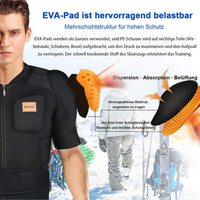 BenKen Skiing Body Short Protector Schutzausrüstung Pad mit Futter Motor Brust Schulter Rückenschutz