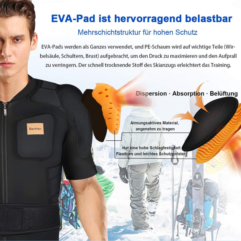 BenKen Skiing Body Short Protector Schutzausrüstung Pad mit Futter Motor Brust Schulter Rückenschutz